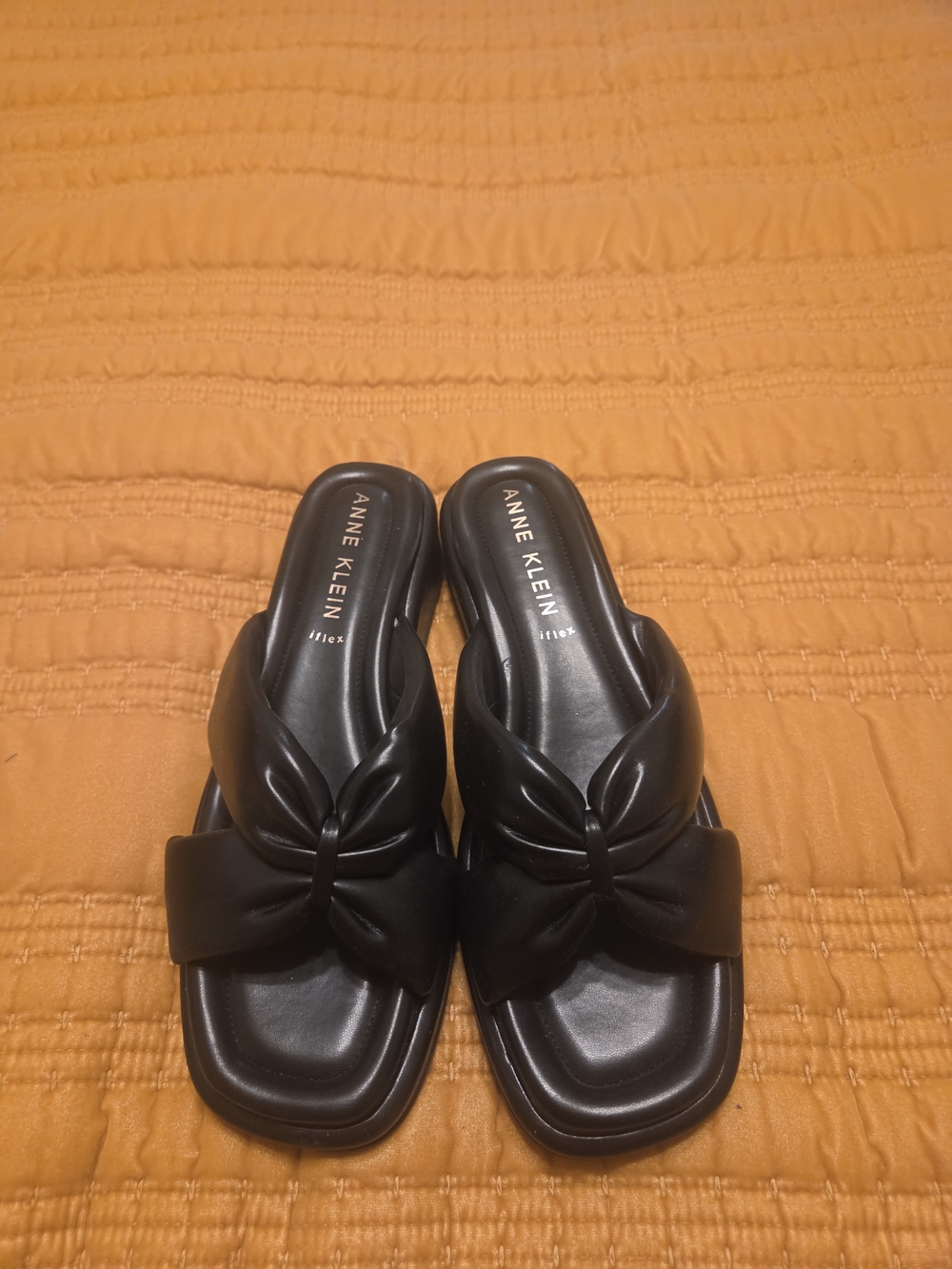 Anne Klein Black Knotted Slide Mules